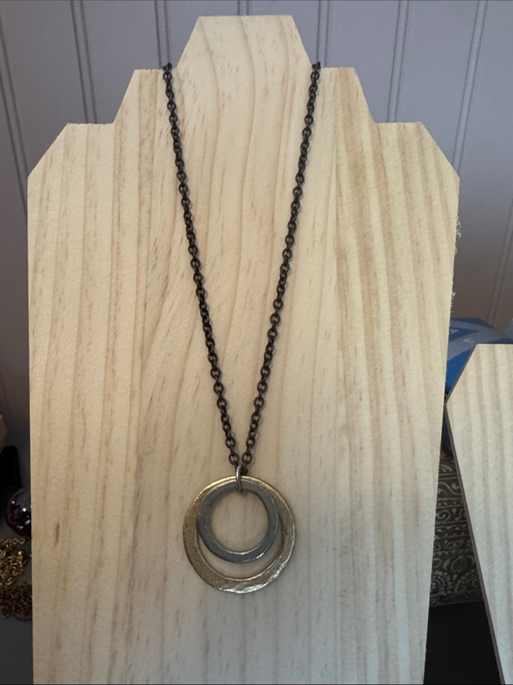 Julio Layered Circle Pendant Necklace in Antiqued Silver